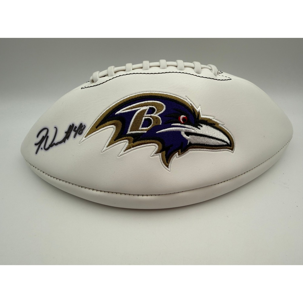 Patrick‎ Queen Signed Baltimore Ravens White Panel Football Beckett COA #48 NFL